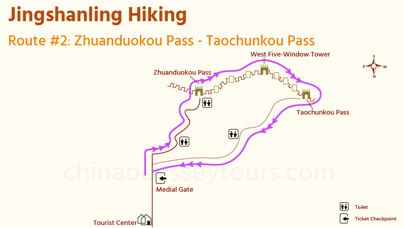 Map of Jinshanling Hiking Route #2