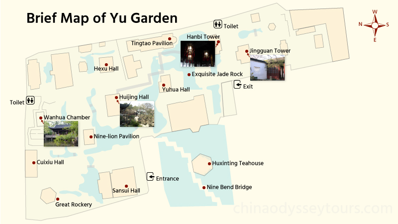 A map of what to see in Yu Garden