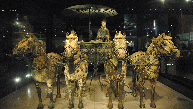 Bronze chariot and horses