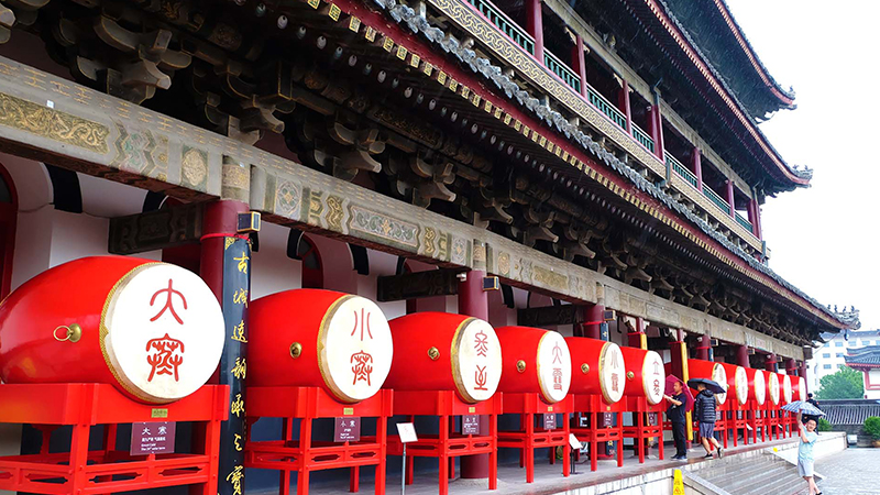 Huge drums displayed at the Drum Tower