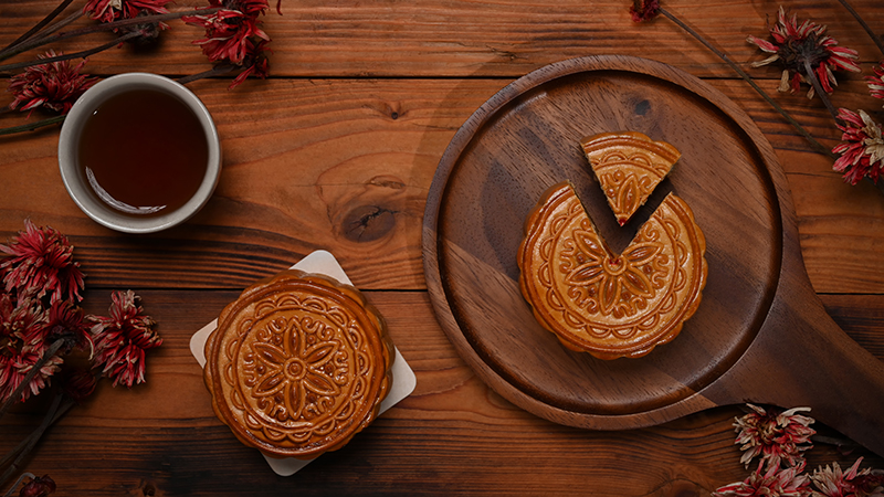 Tradtional Chinese mooncakes in Mid-autumn festival