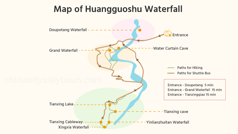 Map for visiting Huangguoshu Waterfall