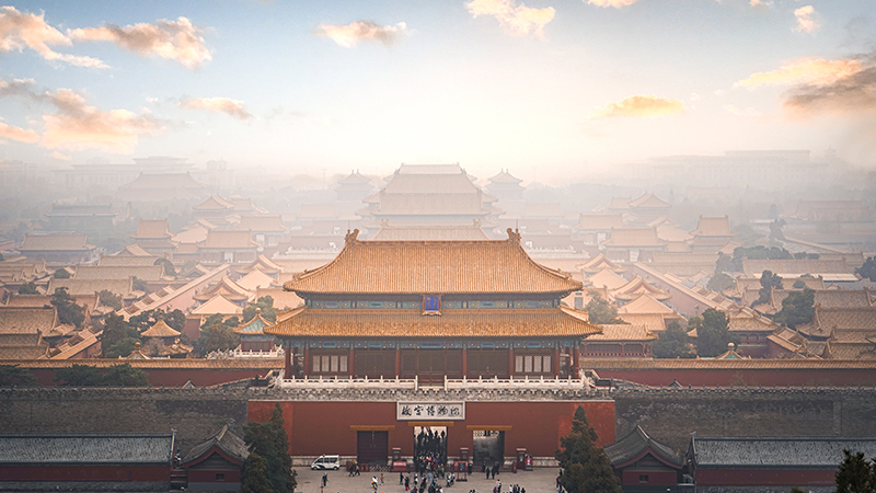 Aerial view of the Forbidden City in Beijing