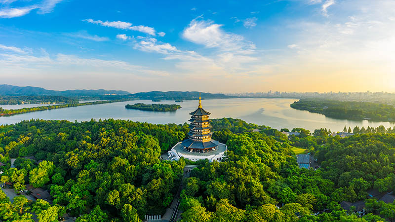 Airview of West Lake in Hangzhou