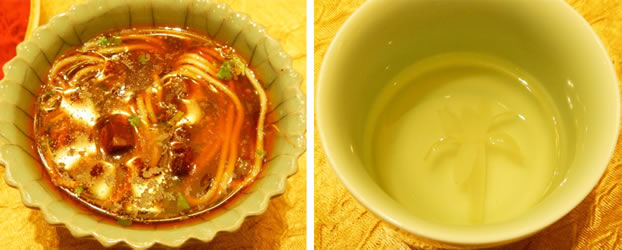 Home-style noodles and Fragrant flower soup